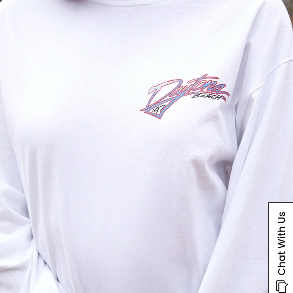 Brandy Melville John Galt Daytona Beach Racing Long Sleeve in White - Picture 3 of 5